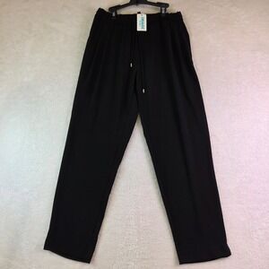 IJOAH Black High Waisted Drawstring Paperbag Trousers Straight Leg Pants Large